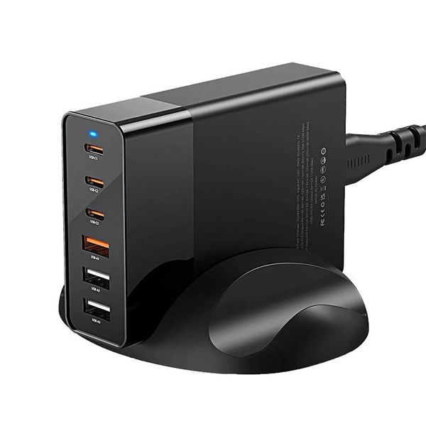 Fali töltő Blitzwolf BW-S25, 75W, 3x USB + 3x USB-C (fekete)