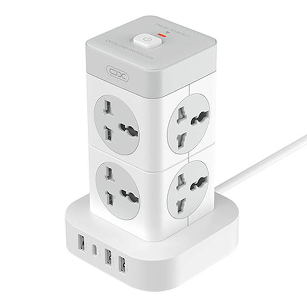 Elosztó XO WL21 8x AC aljzat, 3x USB-A, 1x USB-C (biela)